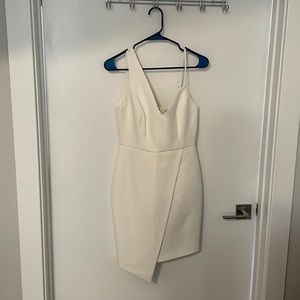 BCBG white cocktail dress; great for brides!